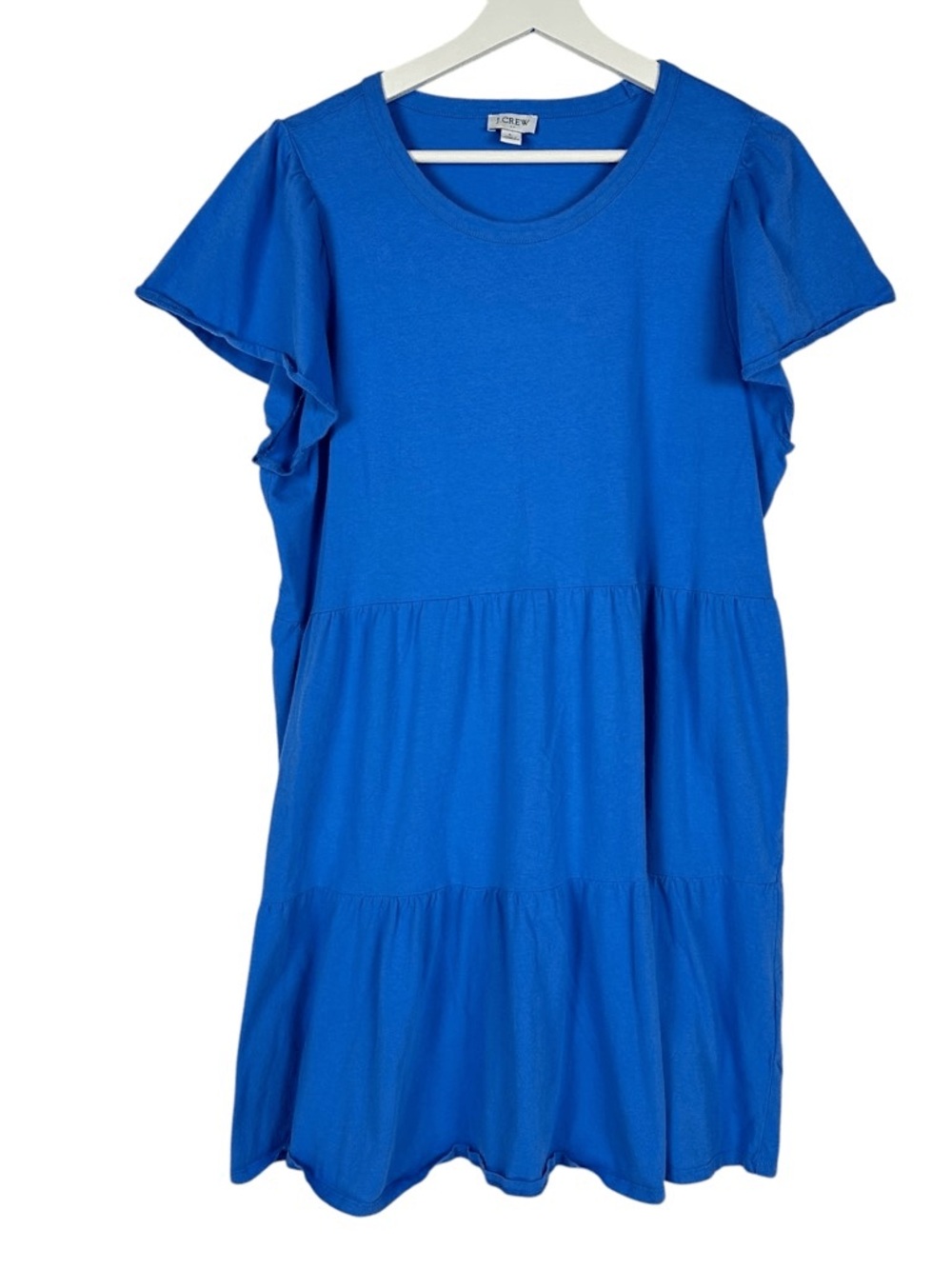J. Crew Women’s Bright Royal Blue Tiered Ruffle Sleeve Dress